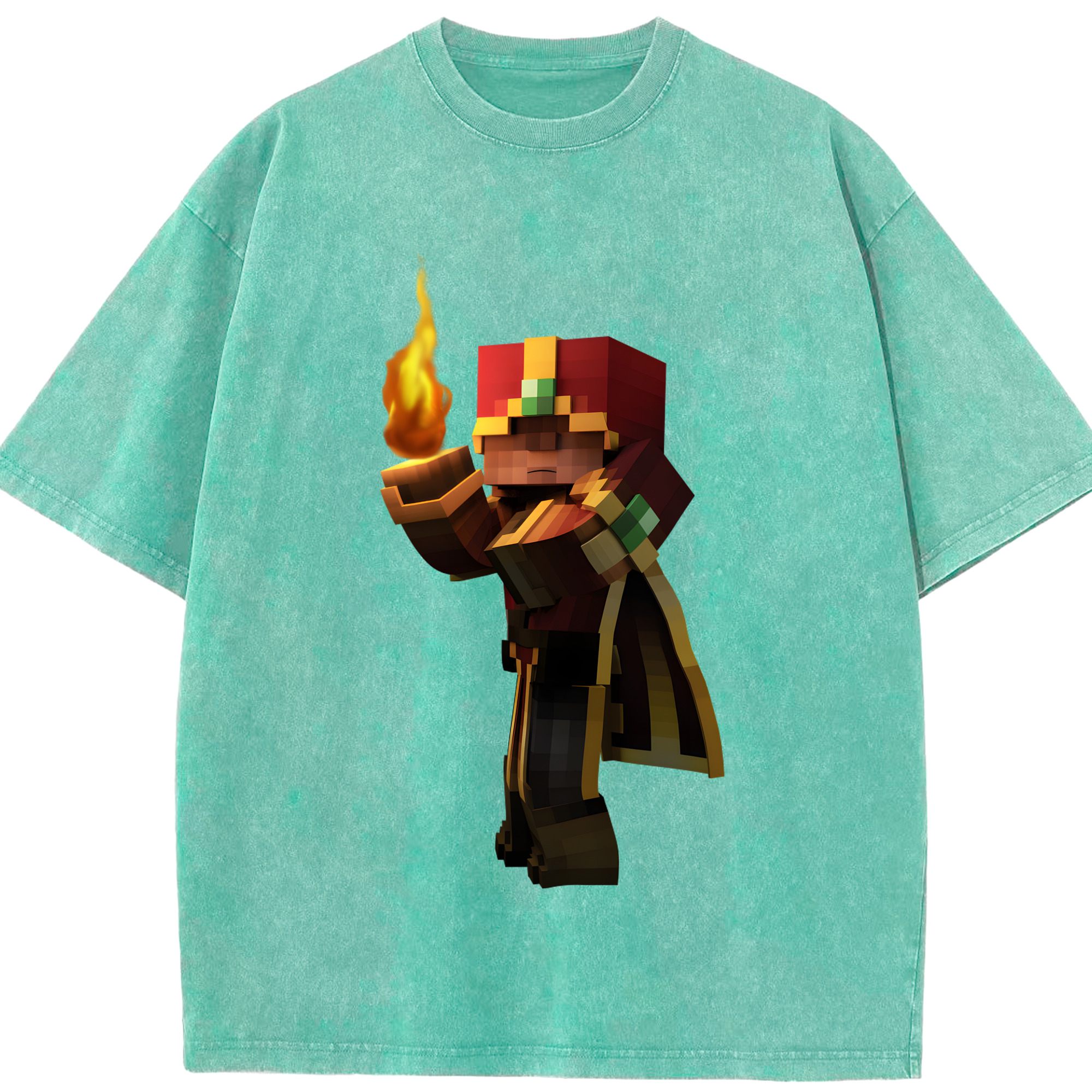 （画像用） マインクラフト ブロックの世界 Minecraft MC Block world 綿100% ヴィンテージ風 半袖Tシャツ（フロントプリント）